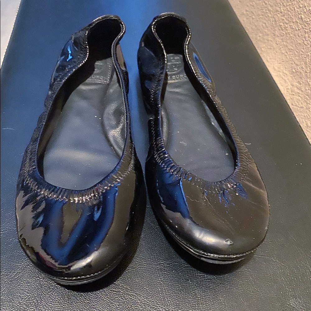 Tory Burch Eddie Black Patent Leather Ballet Flats